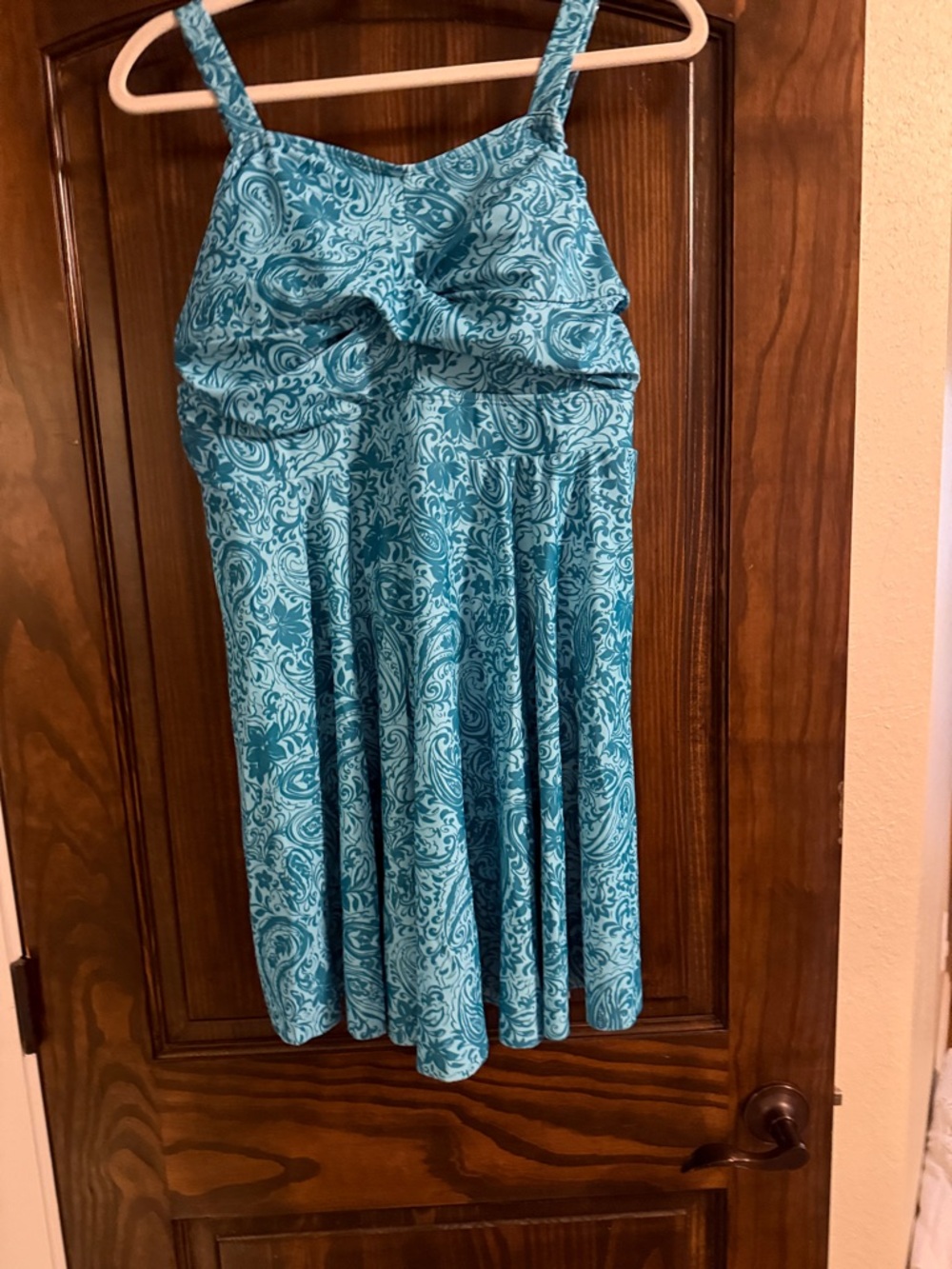Turquoise Blue Paisley 2 Piece Swim Dress